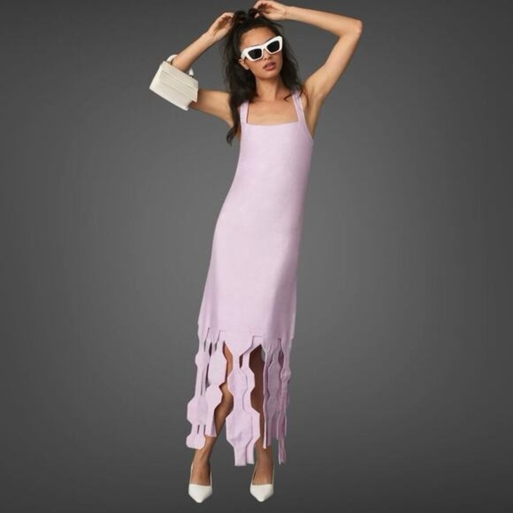 Lilac Geometric Hem Dress NWOT